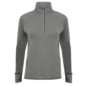 Image of Tombo Womens/Ladies Long Sleeve Zip Neck Performance Top (M) (Grey Marl)