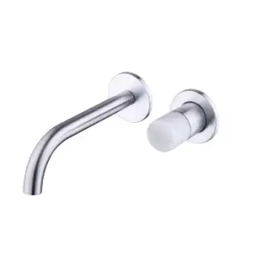 Image of Wall Mounted Chrome Basin Mixer Tap with Marble Handle - Lorano