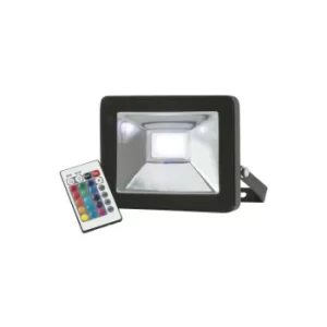 Image of Knightsbridge RGB LED Black die-cast aluminium floodlight, 230V IP65 20W