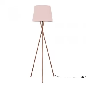 Image of Camden Copper Tripod Floor Lamp with XL Dusty Pink Aspen Shade
