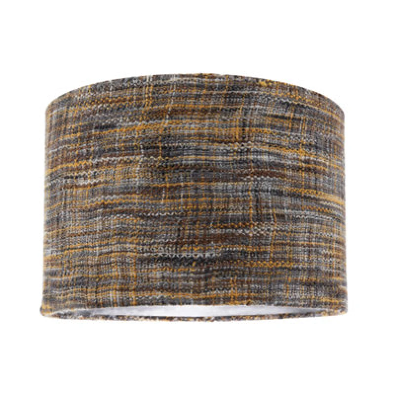 Image of Happy Homewares Vintage Lined Linen Fabric Lamp Shade In Mustard Burgundy And Grey