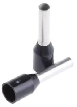 Image of Weidmuller Insulated Crimp Bootlace Ferrule, 8mm Pin Length, 1.7mm Pin Diameter, 1.5mm Wire Size, Black