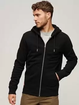 Image of Superdry Essential Logo Zip Hoodie - Black, Size L, Men