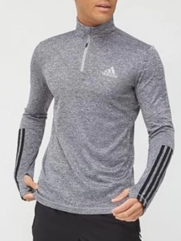 Image of Adidas 1/4 Zip Top - Medium Grey Heather, Size S, Men