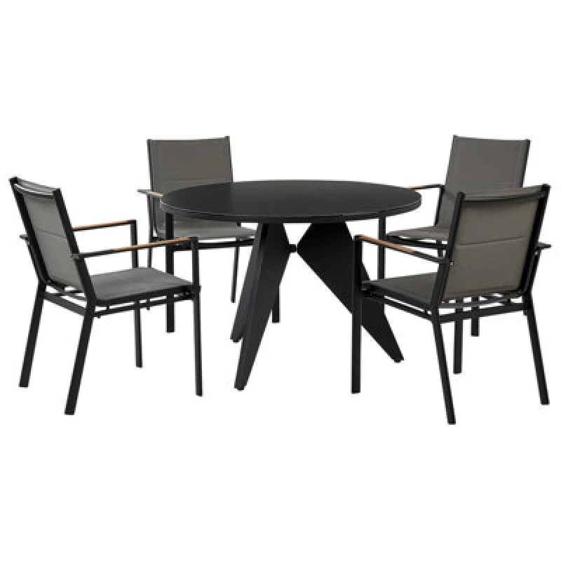 Image of Beliani Garden Dining Set 4 Seater Olmetto/busseto Metal Black