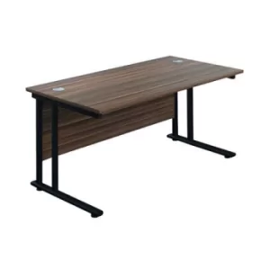 Image of Jemini Rectangular Double Upright Cantilever Desk 1600x800mm Dark Walnut/Black KF820147