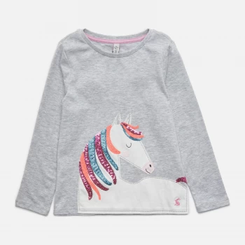 Image of Joules Girls Ava Long Sleeved T-Shirt - Grey - 6 Years
