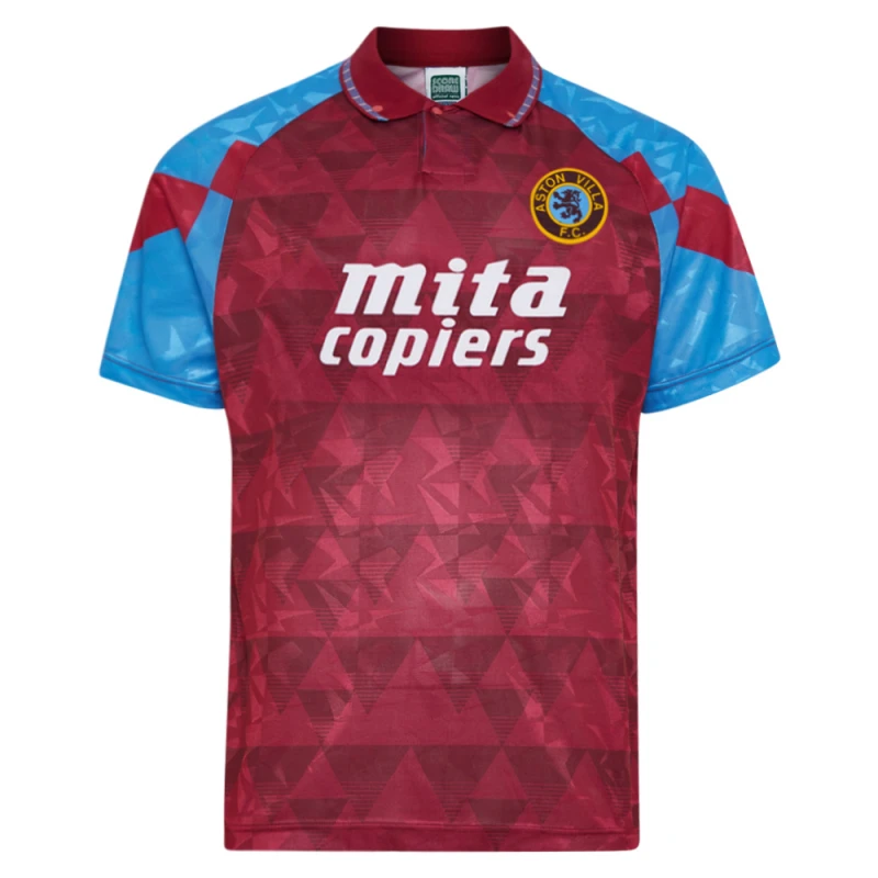 Image of Score Draw Aston Villa 1990 Retro Football Shirt VILLA90HPYSS-S S Mens Sportswear
