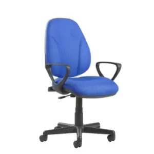 Image of Bilbao fabric operators chair with lumbar support and fixed arms - blue
