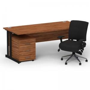 Image of Impulse 1600800 Black Cant Desk Walnut 3 Dr Mobile Ped & Chiro