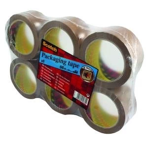 Image of Scotch Packaging Tape Heavy 50mmx66m Brown Pack of 6 PVC5066F6 B