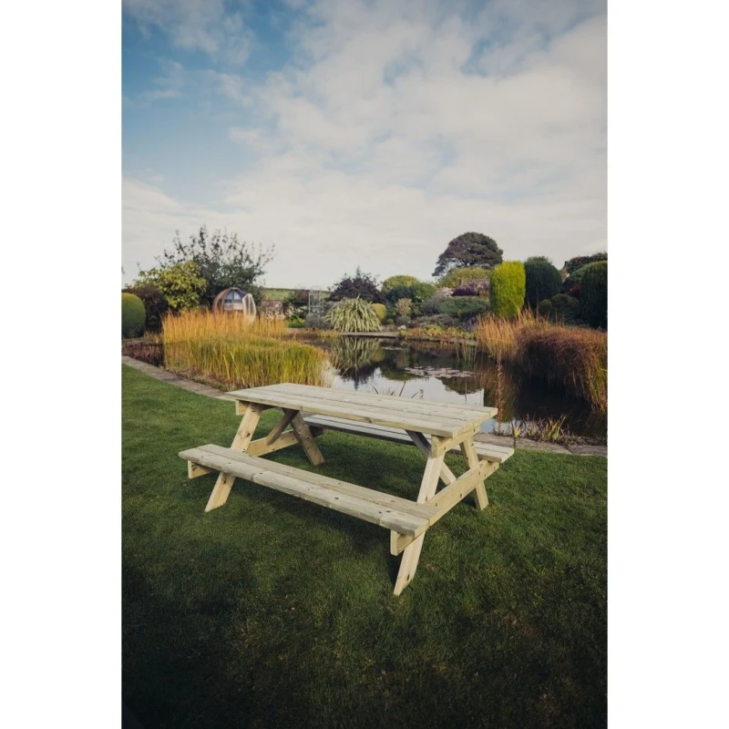 Image of Churnet Valley Garden Furniture Ltd Picnic Table - L179.5 x W143.5 x H76cm - Partially Assembled in Brown Brown Unisex