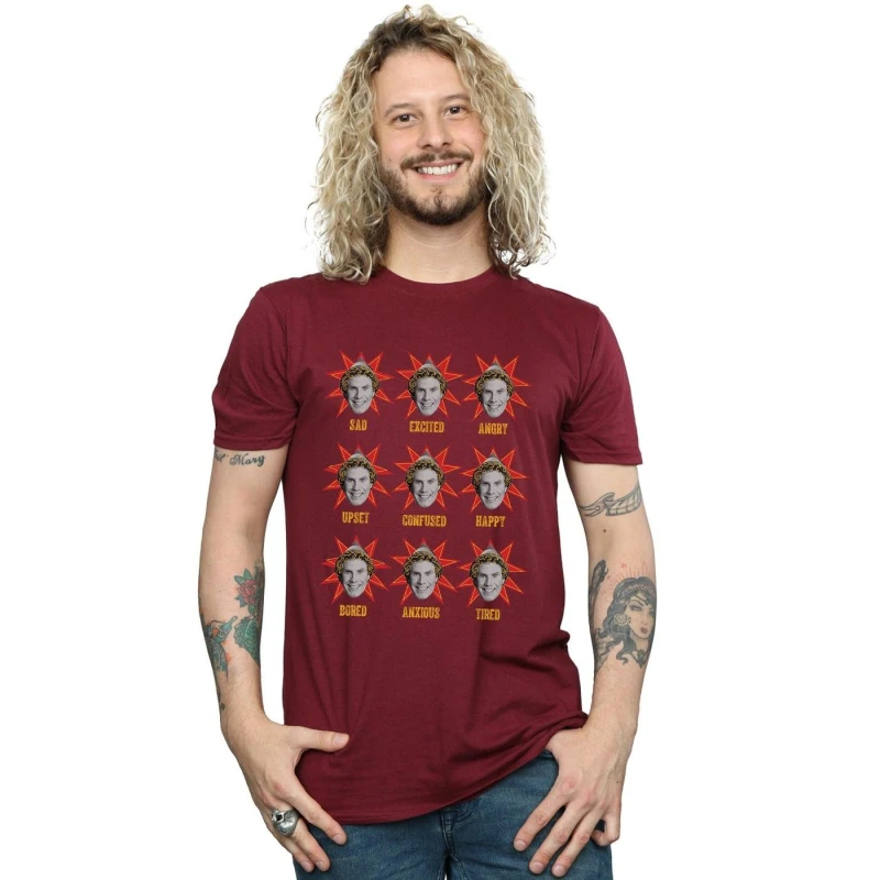 Image of Elf Elf Men Buddy Moods T-Shirt in Burgundy Size: Small Burgundy S Male 5057736054703