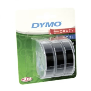 Image of Dymo S0847730 Original White on Black Embossing Tape 9mm x 3m - 3 Pack