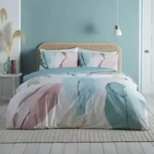 Image of Appletree Style - Lyla Floral Print 100% Cotton Duvet Cover Set, Coral, King