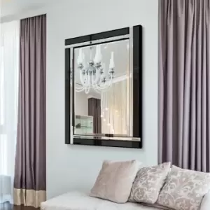 Image of MirrorOutlet Aston Black Double Bevelled All Glass Mirror 70 X 100Cm