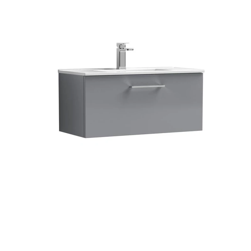 Image of Balterley Bathroom 1 Soft Close Drawer, Wall Hung Vanity Unit, Satin Grey, 435mm in Grey Grey Unisex