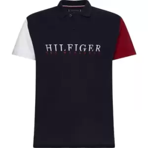 Image of Tommy Hilfiger Colour Block Polo Shirt Mens - Blue