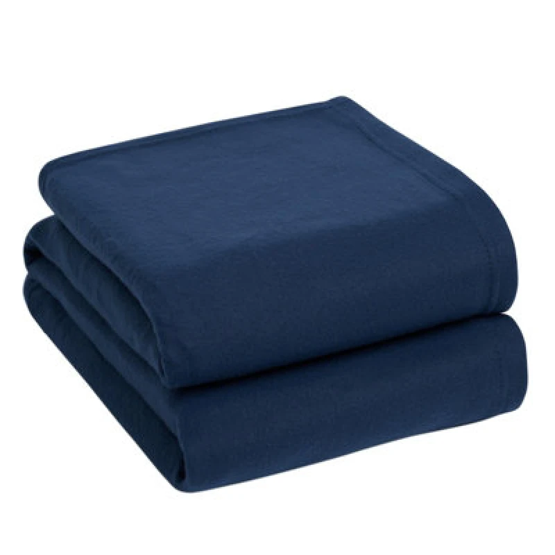 Image of OHS OHS Warm Plain Fleece Throw Over Bed Blanket in Navy Size: 120cm x 150cm Navy 120cm x 150cm Unisex 5027434151011