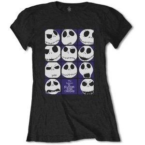 Image of Disney - The Nightmare Before Christmas Blockheads Womens Large T-Shirt - Black