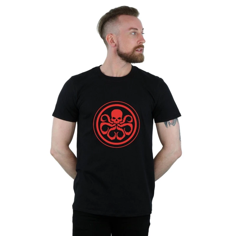 Image of Marvel Marvel Men Hydra Logo Cotton T-Shirt in Black Size: Small Black S Male 5063377461794