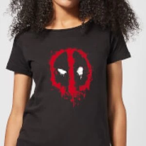 Image of Marvel Deadpool Splat Face Womens T-Shirt - Black