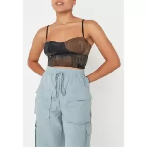 Image of Missguided Tall Ombre Lace Up Crop Top - Multi