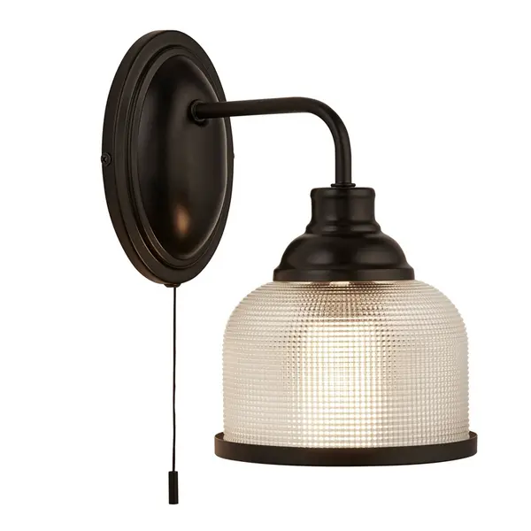 Image of Searchlight Highworth Glass Wall Light - Black