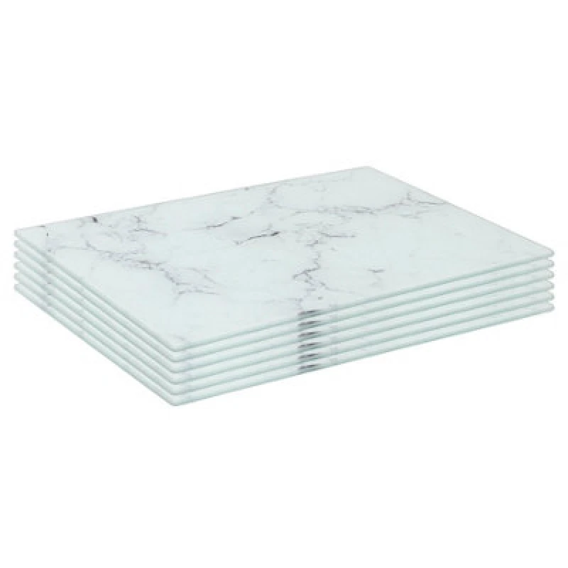 Image of Harbour Housewares 6X Glass Placemats - 30 X 20Cm - Marble - Dining Table Place Mats Tabletop Protector For Kitchen Worktops