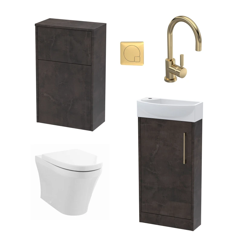 Image of Balterley Cloakroom Right Hand Vanity WC Unit Toilet Tap Slate Brass 440mm Grey unisex
