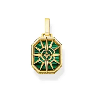 Image of THOMAS SABO Gold Plated Green Malachite Star Compass Pendant