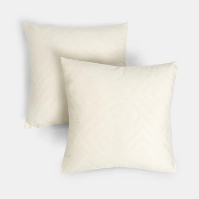 Image of OHS OHS 2 x Matte Geo Velvet Cushion Covers Soft in Cream Size: 45cm x 45cm Cream 45cm x 45cm Unisex 5027434226054