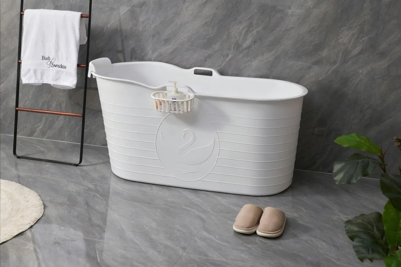 Image of Fimous Bathtub Freestanding Bath for Hot Bath and Ice Bath for Small Bathroom White White