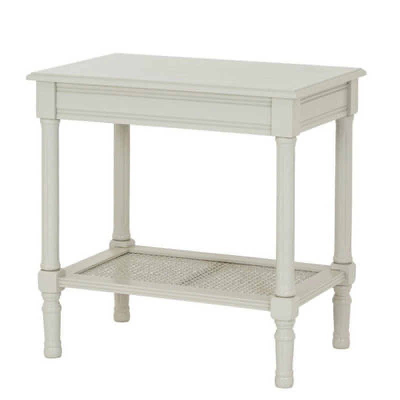 Image of Hill Interiors Belmont Rattan Collection Table - Wood - L40 X W60 X H60 Cm - White