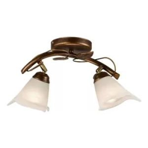 Image of Bluszcz Multi Arm Semi Flush Ceiling Light With Glass Shades, Brown, 2x E14