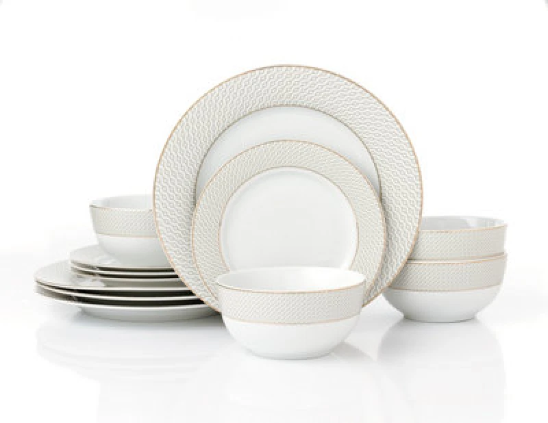 Image of Waterside 12Pc Diamond Gold Band Dinner Set 6350