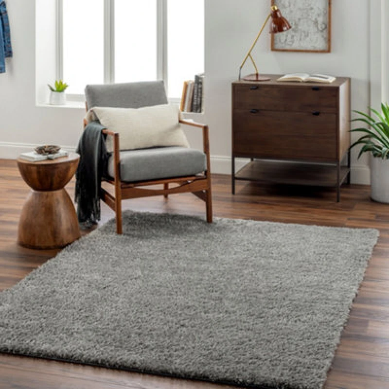 Image of Livabliss Shaggy Solid Color Plush Pile Dark Grey Soso Area Rug 120 X 180 Cm - Easy Care, Non Shedding, Ideal For Living Room & Bedroom
