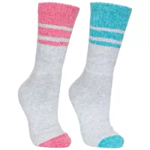 Image of Trespass Womens/Ladies Hadley Hiking Boot Socks (2 Pairs) (6/9 UK) (Marine Marl/Raspberry Marl)