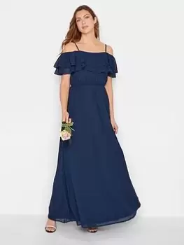 Image of Long Tall Sally Ruffle Maxi Dress - Navy, Blue, Size 24, Women