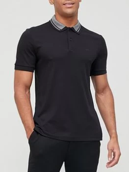 Image of Hugo Boss Phillipson 95 Collar Detail Polo Shirt Black Size S Men