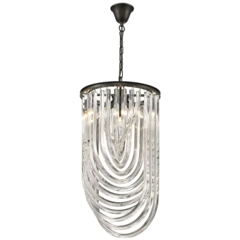 Image of Spring Lighting - 3 Light Ceiling Pendant Black Chrome, Clear with Crystals, E14