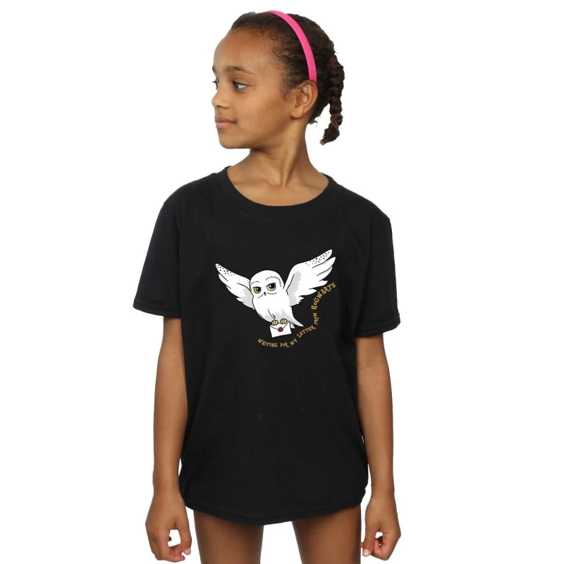 Image of Harry Potter Owl Letter Cotton T-Shirt Black female