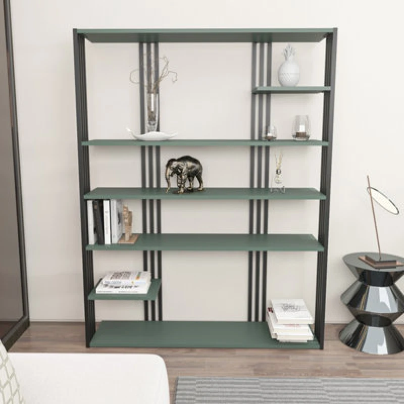 Image of Decorotika Jeni Bookcase Shelving Unit Green & Black