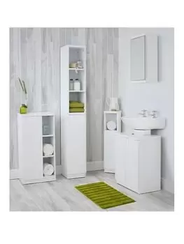 Image of Lloyd Pascal Glacius High Gloss Bathroom Tallboy - White