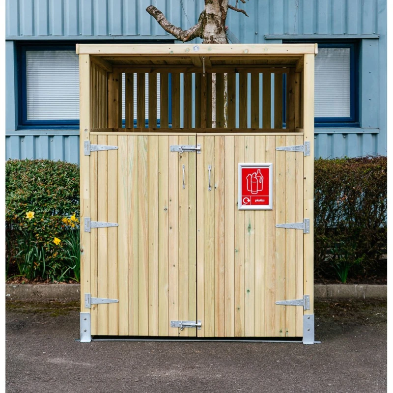 Image of Buttercup Farm Whalley Euro Wheelie Bin Store with Roof, Fits 1x 660L to 1100L Bin in Brown Brown Unisex