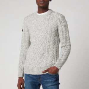 Image of Superdry Mens Jacob Cable Crewneck Jumper - Concrete Twist - M