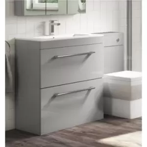 Image of 800mm Grey Freestanding Vanity Unit with Basin and Chrome Handles - Ashford