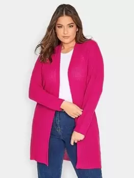 Image of Yours Ribbed Cardigan - Pink, Size 18-20, Women