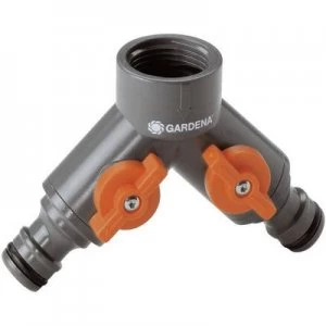 Image of GARDENA 938-20 2-way splitter 24.2mm (3/4) IT, Hose connector with pressure regulator