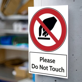 Image of Full Colour Aluminium Prohibition Sign - Please Do Not Touch (200 X 300mm)
